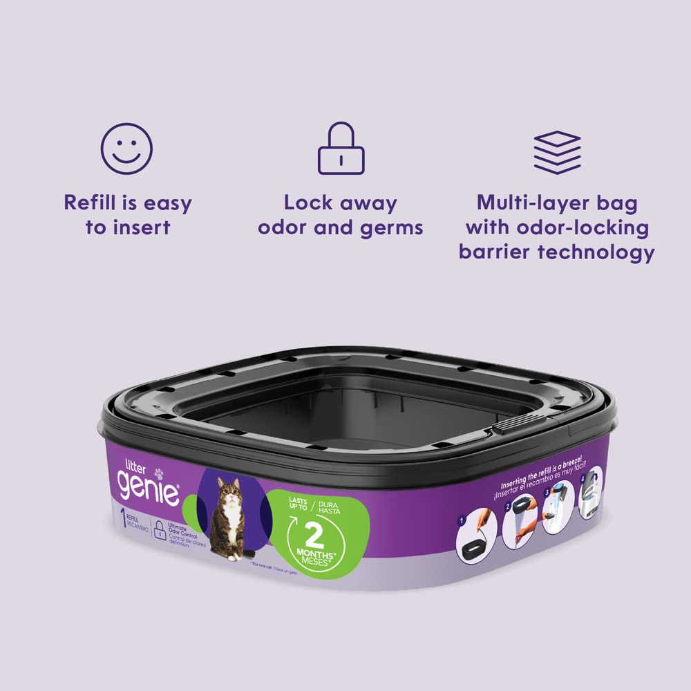 Refill Bags (1-Pack) | Multi-Layers of Odor-Barrier Technology | 1 Square Refill Cartridge Lasts Up to 2 Months Per Cat