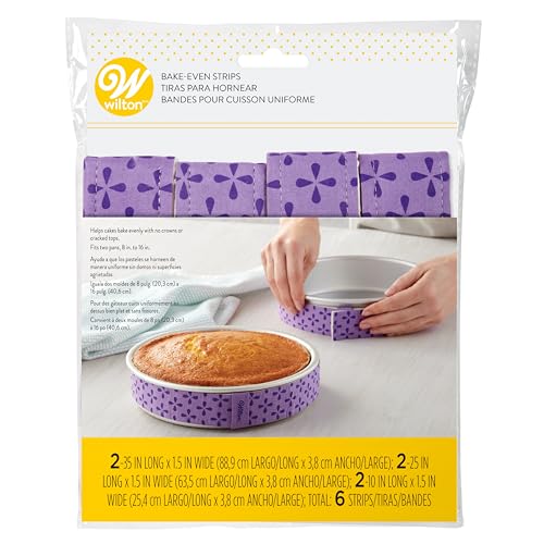 Bake-Even Cake Pan Strips - Use Cake Strips on Baking Pans for Evenly Baked Cakes, 6-Piece Set, (2) 35 x 1.5-Inch, (2) 25 x 1.5-Inch and (2) 10 x 1.5-Inch