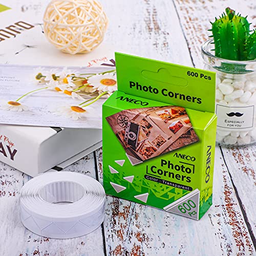600 Pieces Clear Self-Adhesive Picture Mounting Corner Stickers Transparent Acid-Free Photo Mounting Corners for Scrapbooking Diary Journal