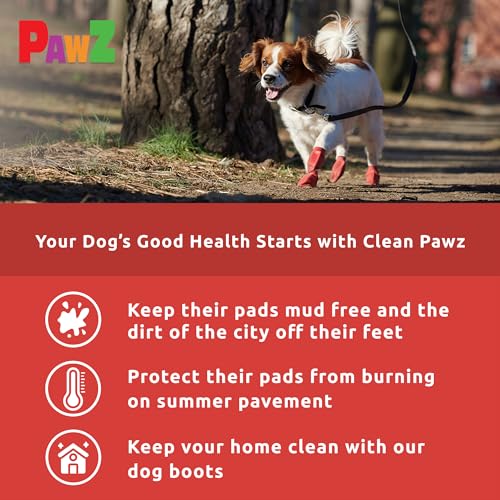 PawZ Rubber Dog Boots for Paws up to 2 - 2.5 - Dog Booties for Hot Pavement, Anti Slip Dog Socks, 12 Reusable Paws Waterproof Dog Boots, S, Black