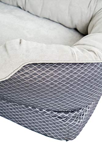 Snuggly Sleeper Large Gray Diamond Orthopedic Dog Bed with Solid Orthopedic Foam, Soft Cotton Bolster, and Ultra Soft Plush Sleeping Space - 40 x 30 Inches