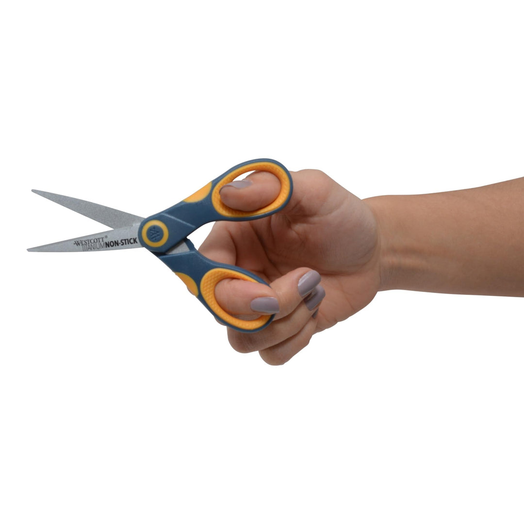 14881 5-Inch Non-Stick Titanium Scissors For Office and Home, Yellow/Gray
