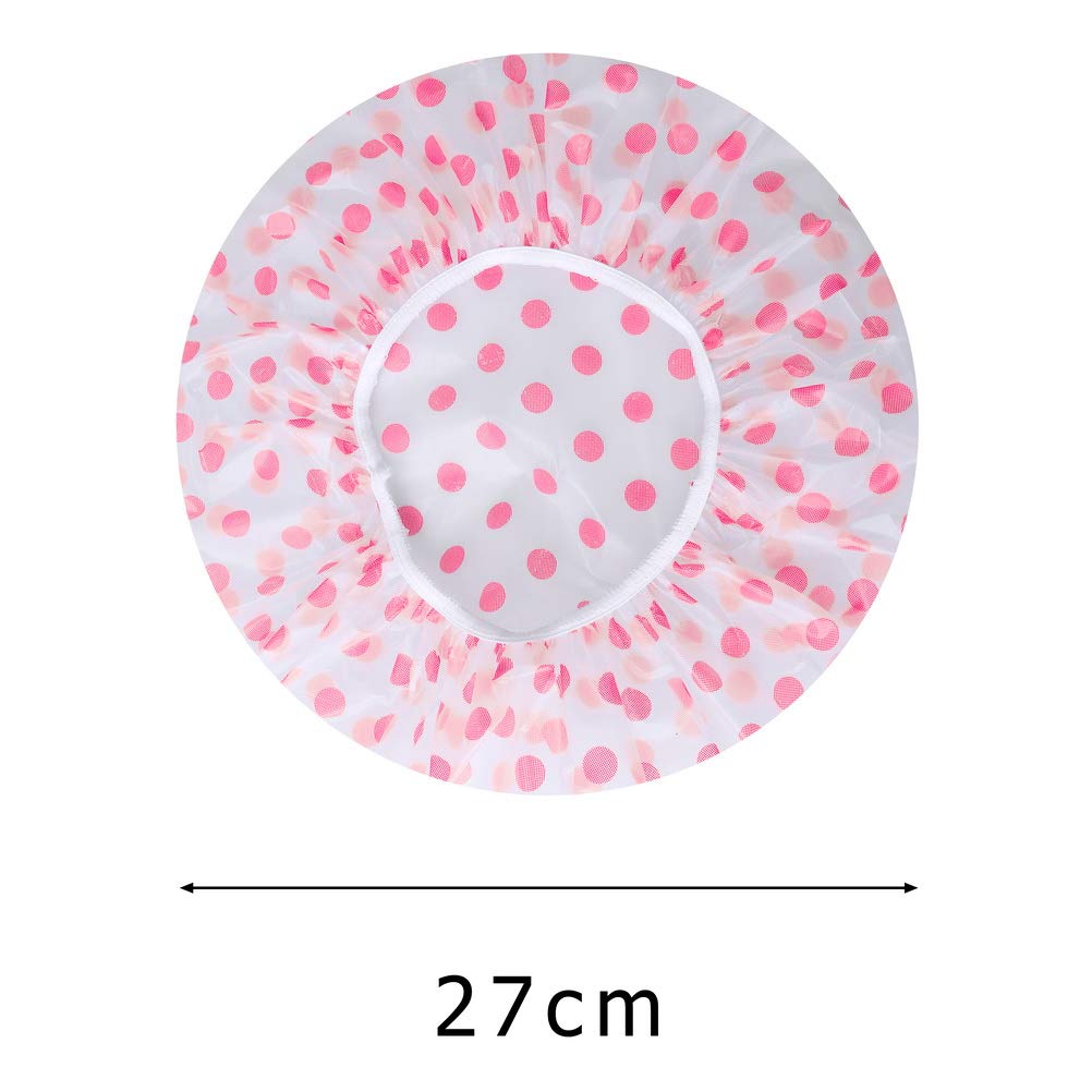 SWARG Multicolour Waterproof Elastic Band Plastic Reusable Shower Caps for Women's - 3 Pieces