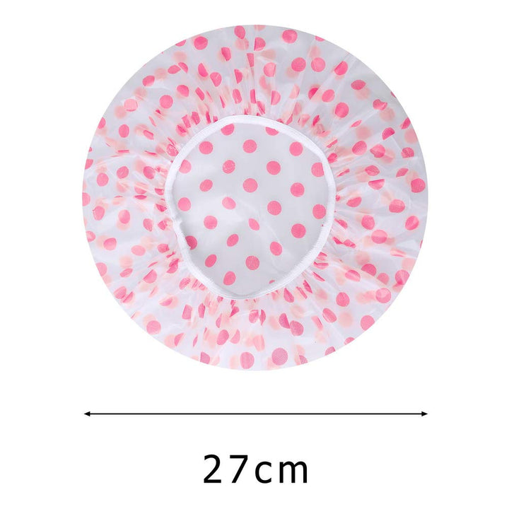 SWARG Multicolour Waterproof Elastic Band Plastic Reusable Shower Caps for Women's - 3 Pieces