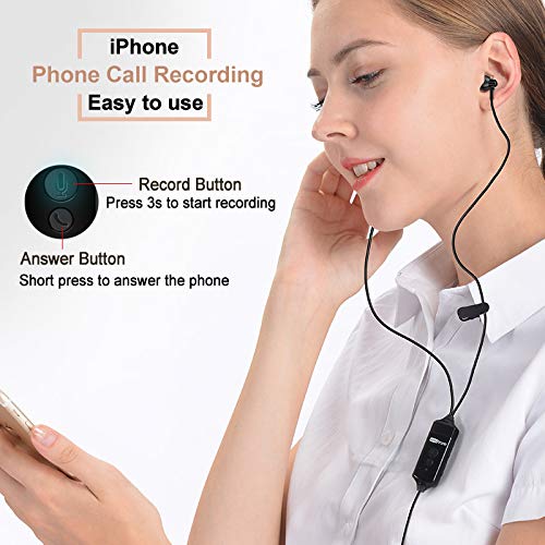 Phone Recorder Bluetooth Call Voice Recording Headset Skype Facebook Whatsapp Video Audio Recording only for iPhone (3.5 mm Plug)