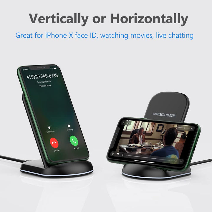 Yootech Wireless Charger,10W Max Wireless Charging Stand, Compatible with iPhone 16/16 Plus/16 Pro Max/15/15 Plus/15 Pro Max/14/13/SE 2022/12/11/X/8, Galaxy S22/S21/S20/S10(No AC Adapter)