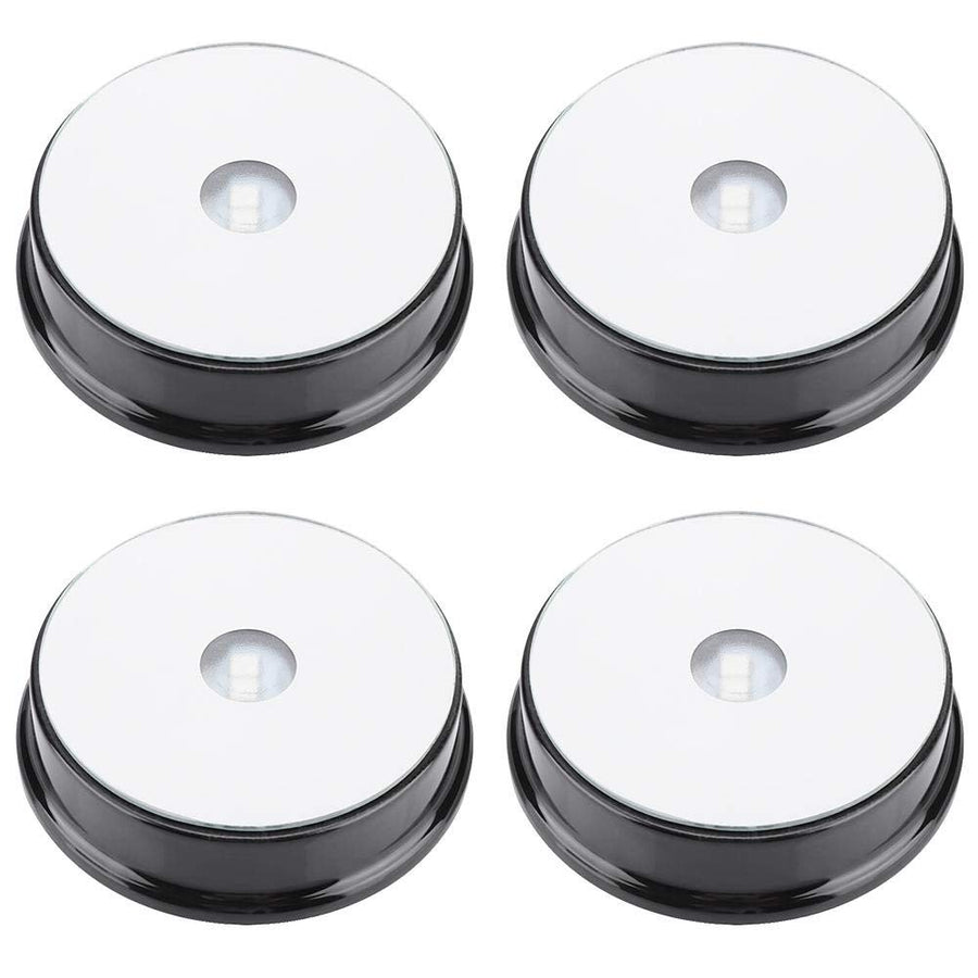 4 Pcs LED Crystal LED Display Base, Seven Color LED Light Base Stand Art Figurine Decoration Light Stand Base Round Show Stand Display 9 (01)