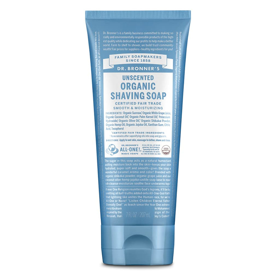 - Organic Shaving Soap (Unscented, 7 Ounce) - Certified Organic, Sugar and Shikakai Powder, Soothes and Moisturizes for Close Comfortable Shave, Use on Face, Underarms and Legs