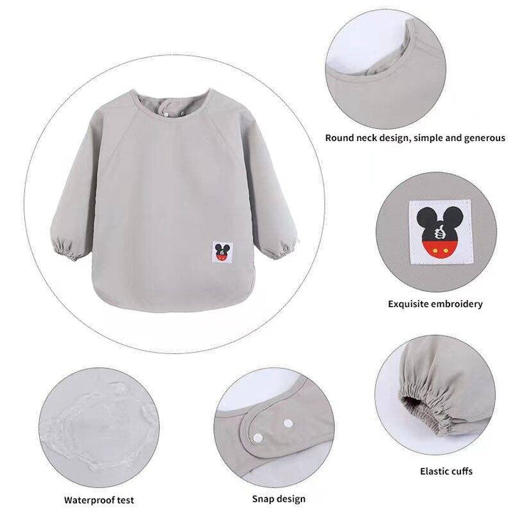 Baby Long Sleeve Waterproof Bib, Baby Toddler Bib, 6-36 Months, Water and Stain Resistant Fabric, Art Workwear, Feeding Bib, Medium Yellow Suitable for Infants 18 Months - 3 Years Old Turmeric