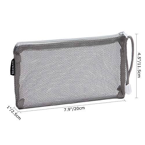 6pcs Multicolored Portable Travel Toiletry Pouch Nylon Mesh Cosmetic Makeup Organizer Bag with Zipper, Monochrome