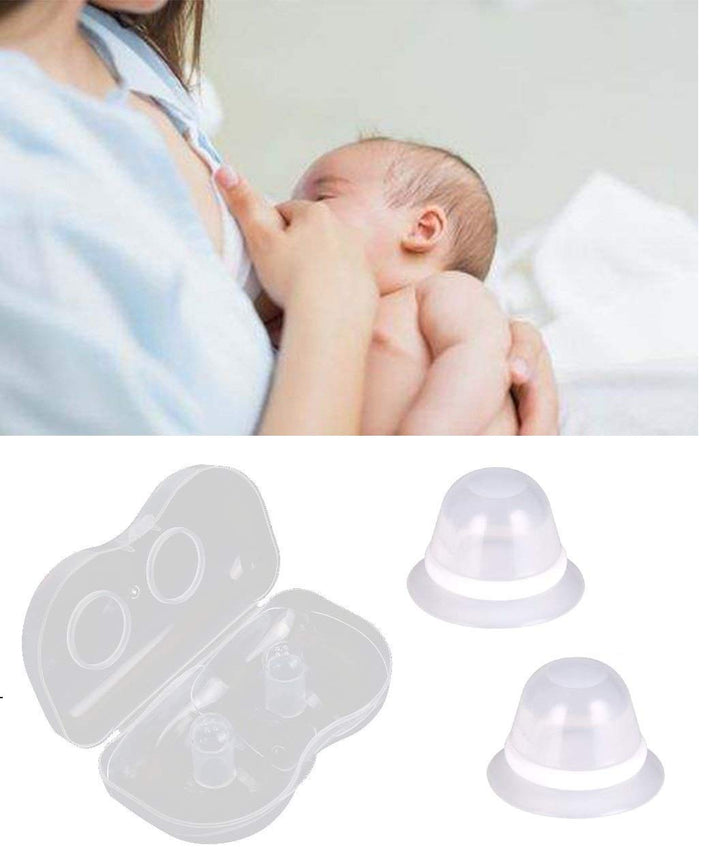 Nipplesuckers Silicone Nipple Corrector for Flat Inverted Nipples for Breastfeeding Mother or Women with Clear Case 1Pair