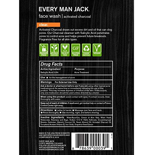 Charcoal Face Wash, Skin Clearing, Fragrance Free, 5-ounce (Pack of 1), SG_B002ATDRAE_US