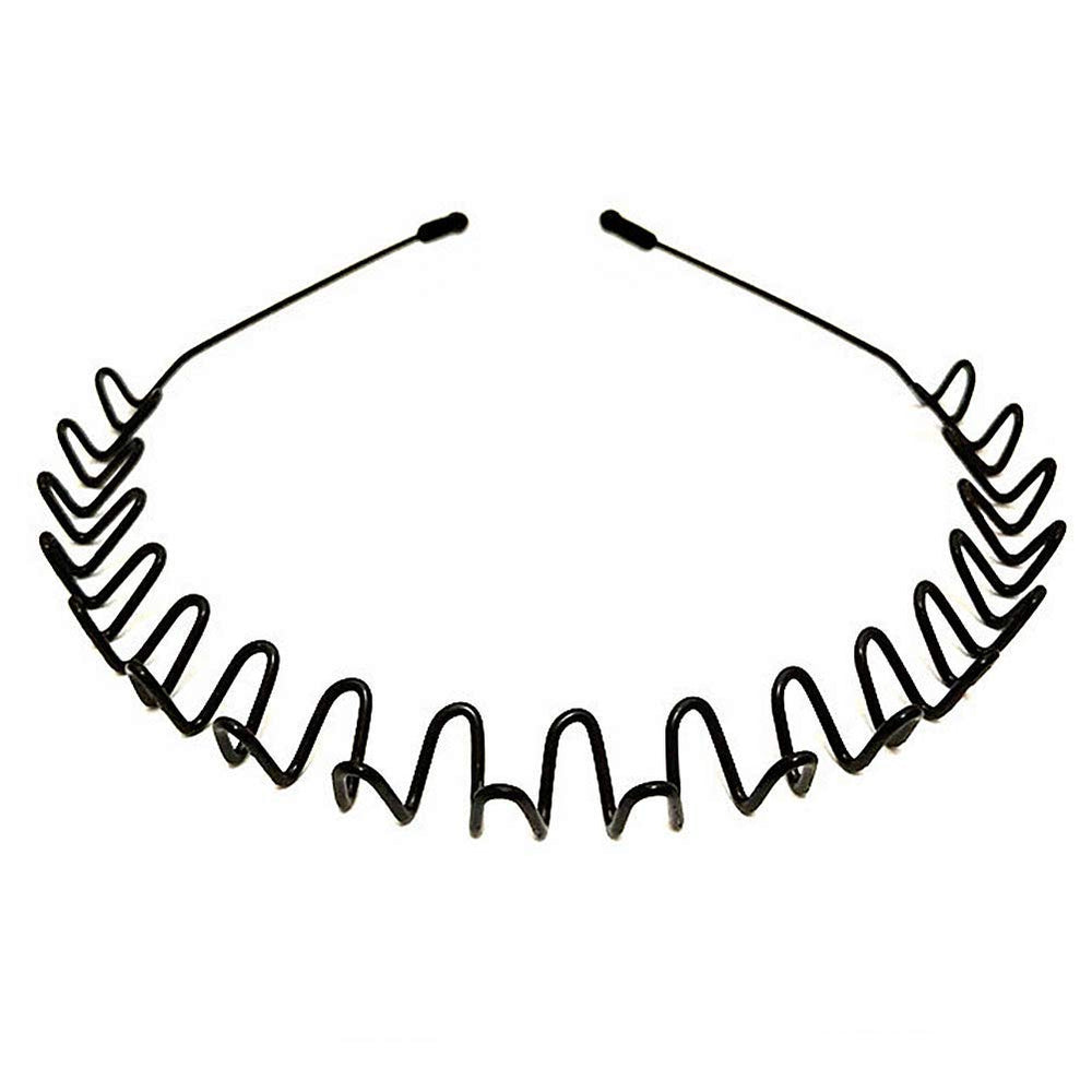 Metal Hair Bands For Men Women's Headbands Beauty Care,Unisex Black Wavy Spring Sports For Men'S Hair Band Hoop Clips Women Accessories Simple Elastic Non Slip Wide Headwear Outdoors(1 Pack)