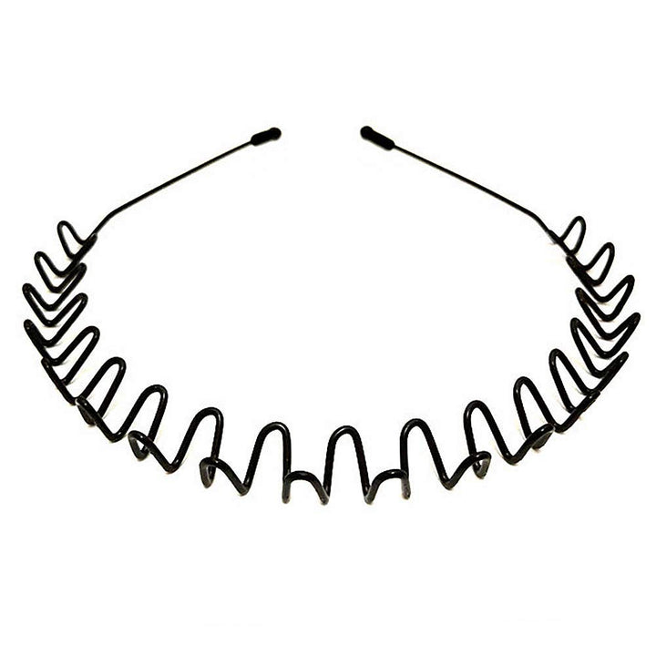 Metal Hair Bands For Men Women's Headbands Beauty Care,Unisex Black Wavy Spring Sports For Men'S Hair Band Hoop Clips Women Accessories Simple Elastic Non Slip Wide Headwear Outdoors(1 Pack)