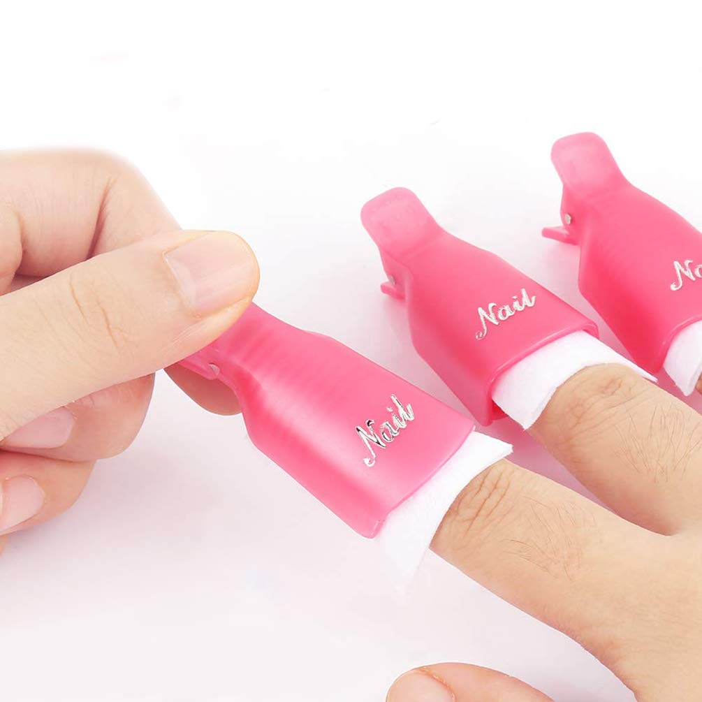 10 Pieces Plastic Acrylic Nail Art Soak Off Cap Clip UV Gel Polish Remover Wrap Tool