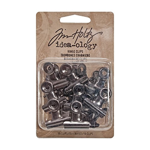 Hinge Clips, Antique Satin Nickel Finish, Pack of 15 Miniature Metal Bulldog Clips, 7/8 x 7/8 Inch, TH92692