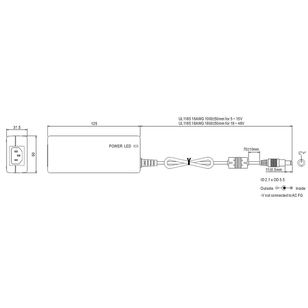 MEAN WELL GST40A24-P1J 24V 1.67 Amp 40W Regulated Switching Table Top Power