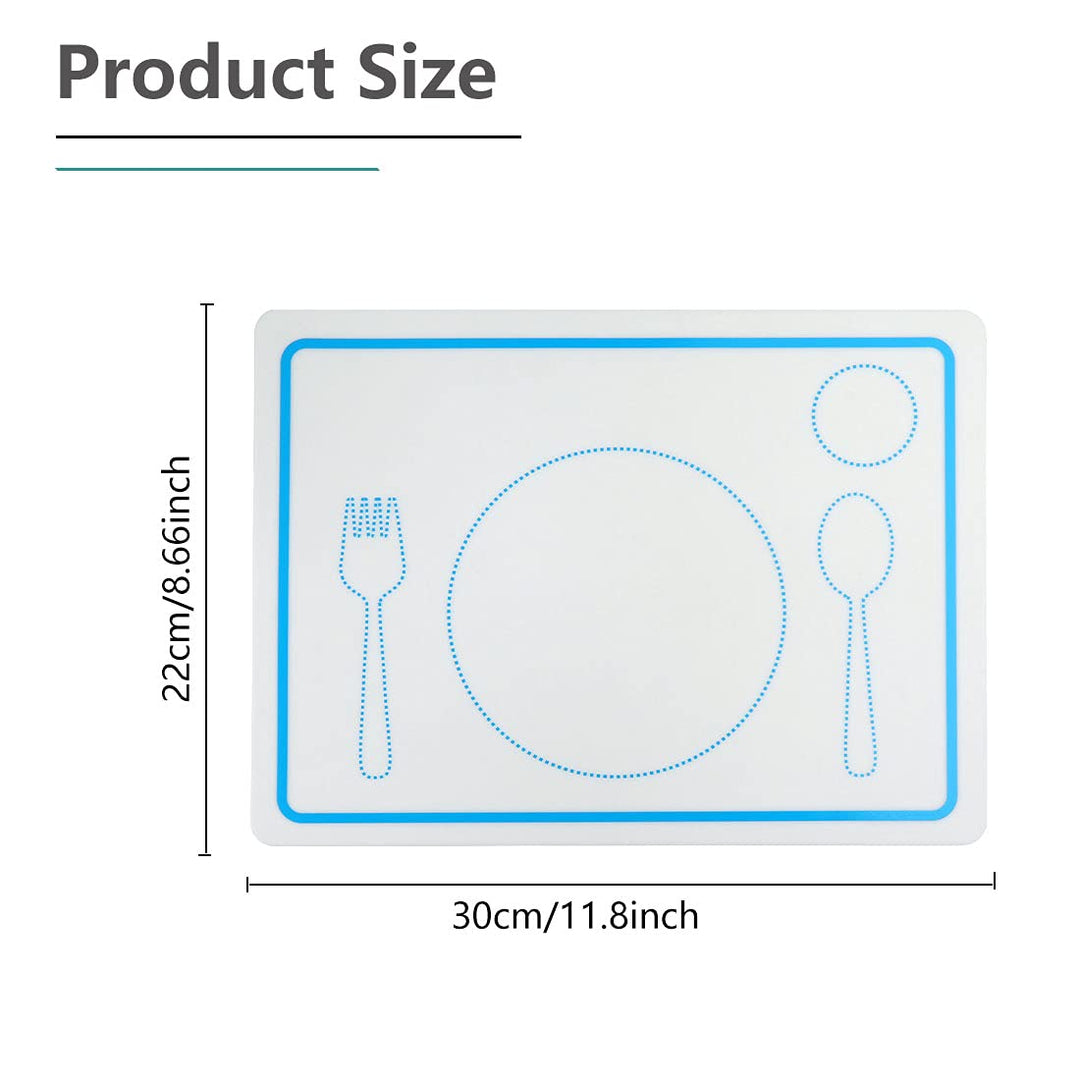 Silicone Placemats for Kids, 2PCS Non-Slip Reusable Baby Placemat Eating Table Mat, Waterproof Stain Resistant Table Setting Food Mat for Toddler Baby Kids, Easy to Clean and Roll Up (11.8x8.7inch)