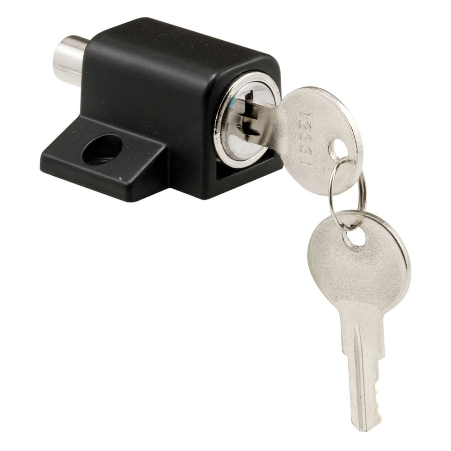 Prime-Line S 4005 Push-In Sliding Door Keyed Lock, 1 In., Diecast and Steel Components, Black Painted Finish (Single Pack)