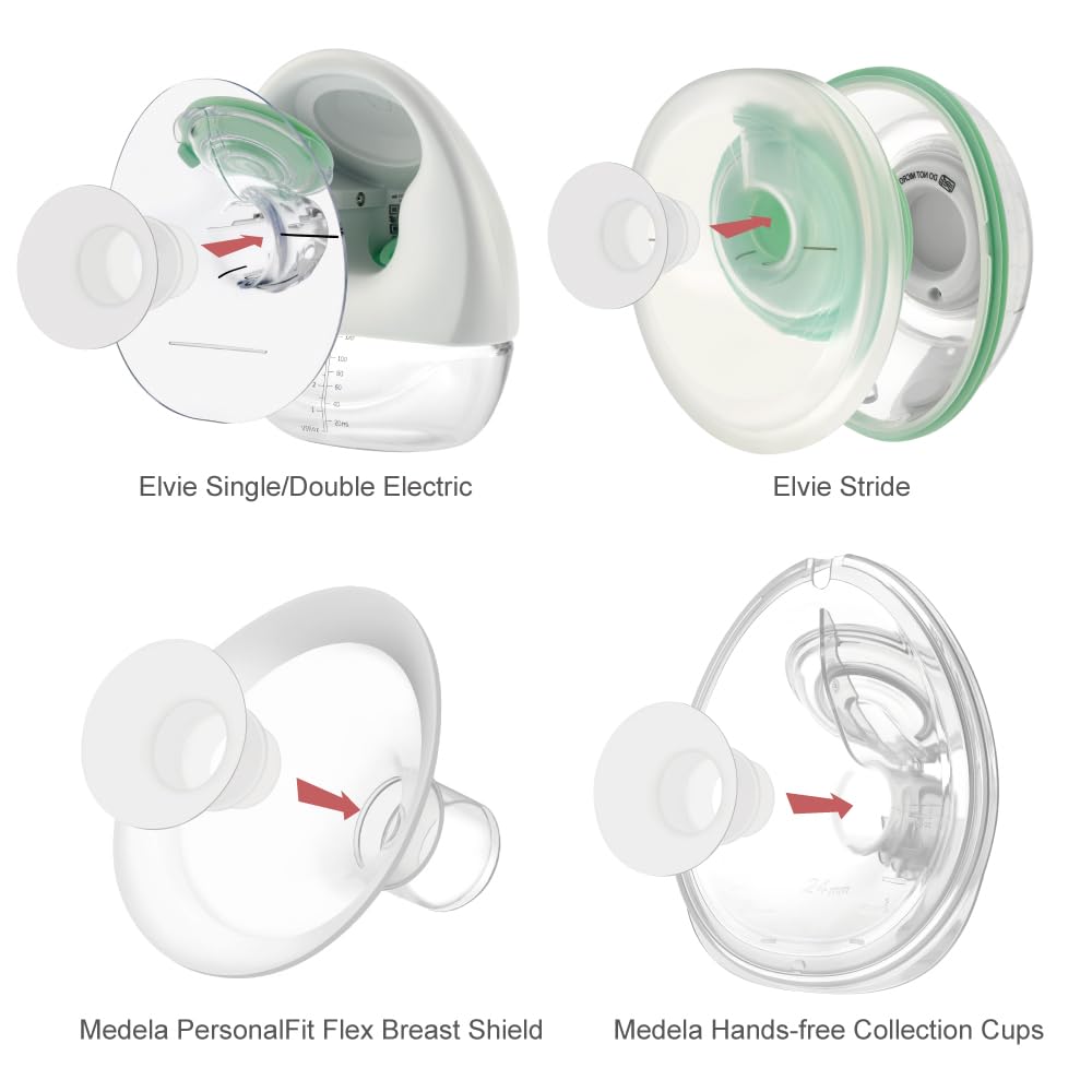 15mm Flange Insert Compatible with Elvie Single/Double Electric, Elvie Stride Cup (24mm), Compatible with Medela PersonalFit Flex Shield, Not Original Elvie Replacement Pump Parts