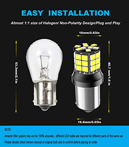 1156 Led Bulb, 12V 24V Super Bright 1141 1003 BA15S LED Bulbs Used for Back Up Reverse Lights, Tail Lights, RV lights,Lawn Mower etc. Pack of 2pcs White