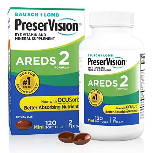 AREDS 2 Eye Vitamin & Mineral Supplement, Contains Lutein, Vitamin C, Zeaxanthin, Zinc & Vitamin E, 120 Softgels (Packaging May Vary)