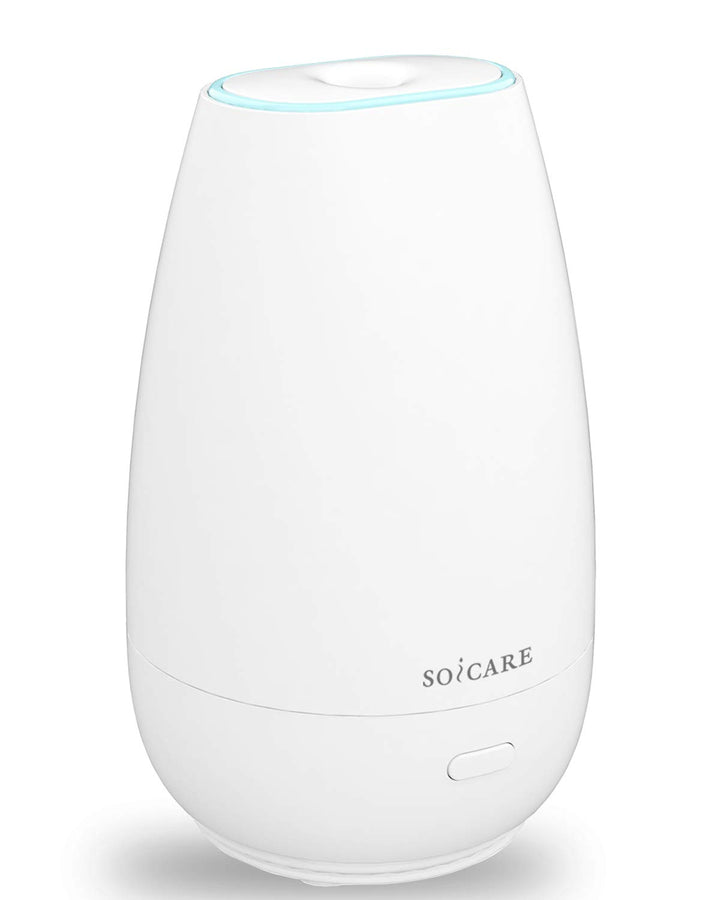 Car Diffuser (2nd Generation), Small Portable Car Essential Oil Diffuser with Built-in USB Cable, Mini Aromatherapy Air Scent Humidifier Diffuser for Travel/Office/Home (White)