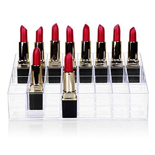 Lipstick Holder, 40 Spaces Clear Acrylic Lipstick Organizer Display Stand Cosmetic Makeup Organizer for Lipstick, Brushes, Bottles, and More