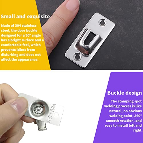 Mini Size Door Hasp Latch 90 Degree, Stainless Steel Safety Angle Locking Latch for Push/Sliding/Barn Door, Satin Nickel