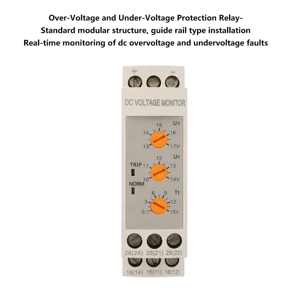Voltage Monitoring Relay Over-Voltage and Under-Voltage Relay 35MM Rail 13-17V 10-14V(DC12V)