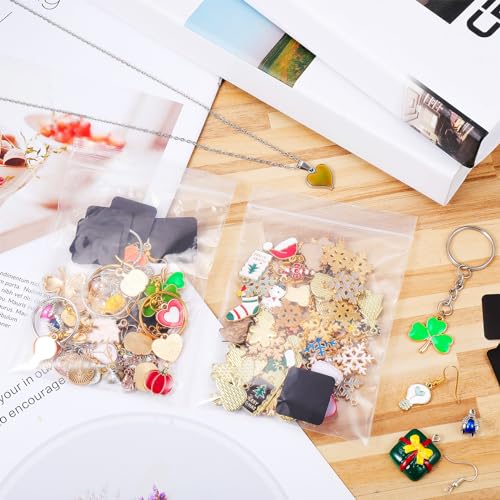 200 Pcs Anti Tarnish Strips with Clear Plastic Jewelry Bags Sets,100 Pcs Transparent Jewelry Storage Bags and 100 Pcs Anti Tarnish Tabs Strips for Packaging Jewelry Rings Earrings