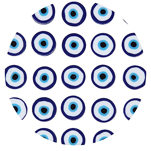 100pcs Evil Eye Polymer Clay 10mm Spacer Beads for Women Jewelry Making DIY Bracelet Necklace Hair Clip Accessories (Blue Evil Eye)