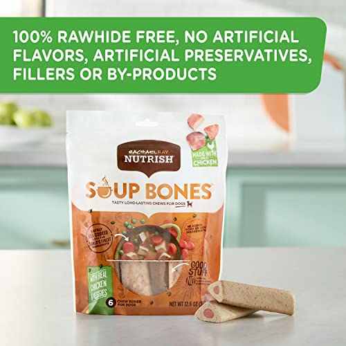 Rachael Ray Soup Bones Dog Treats, Chicken & Veggies Flavor, 6 Bones