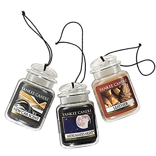 Car Air Fresheners, Hanging Car Jar® Ultimate 3-Pack, Neutralizes Odors Up To 30 Days, Includes: 1 Leather, 1 Midsummer's Night, and 1 New Car Scent