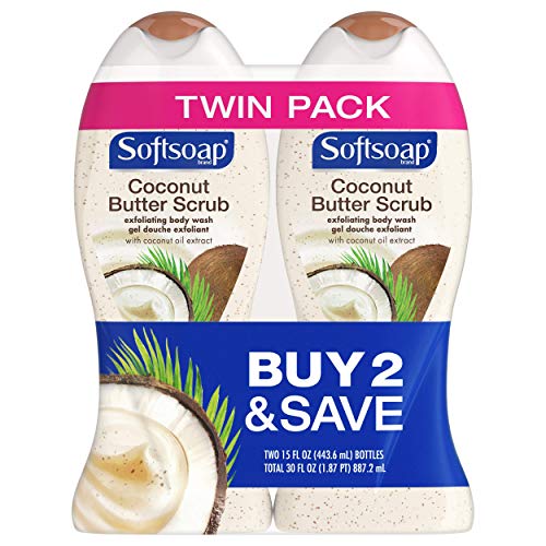 Body Butter Coconut Scrub, Body Buff Wash, 15 Ounce (Pack of 2)