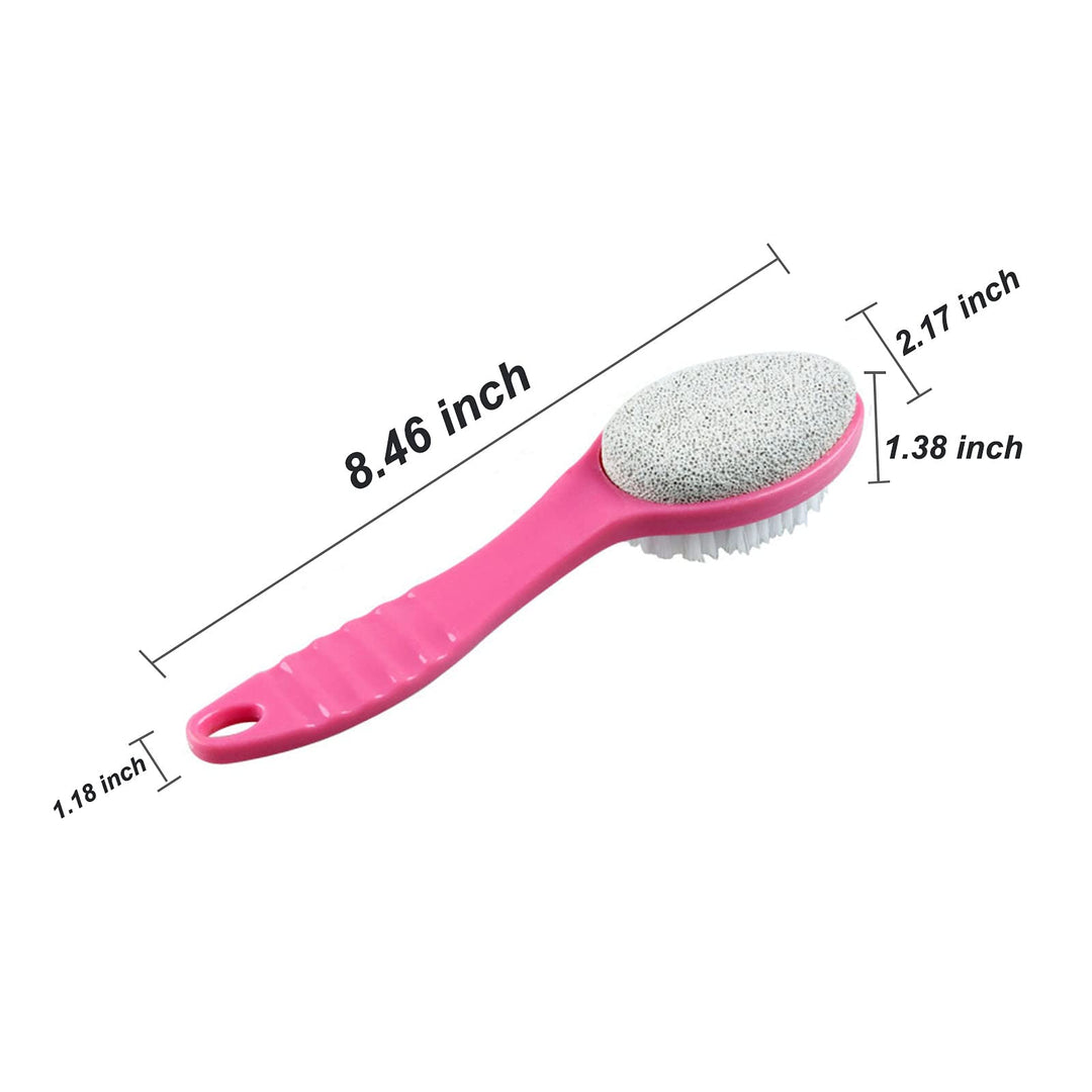 Pumice Stone Exfoliating Brush Foot Brush Body Scrub with Handle (red)