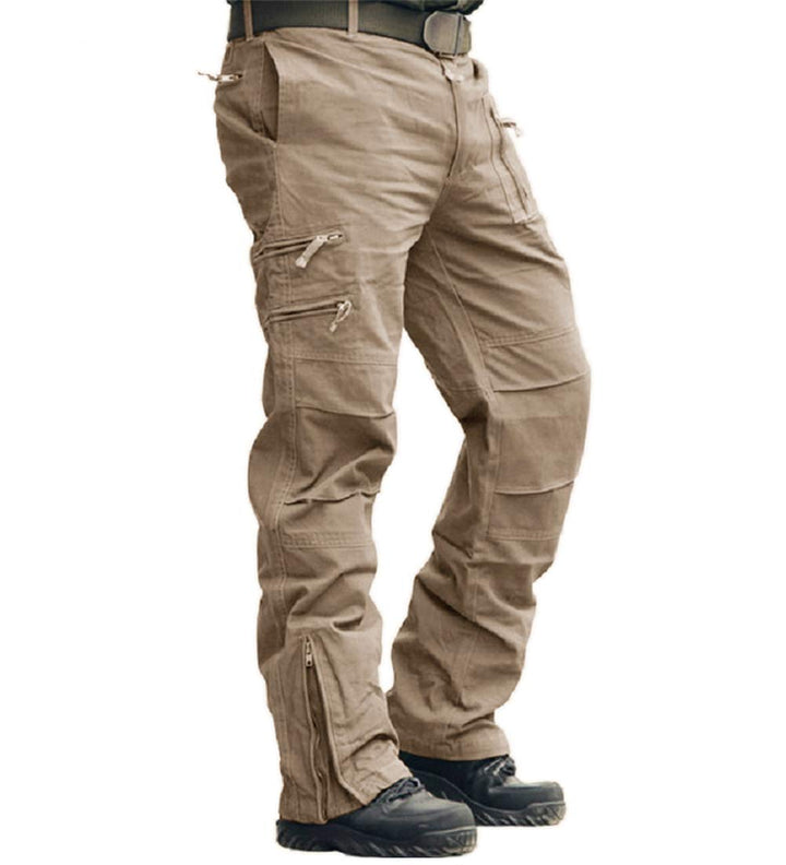 Men's Cargo Tactical Pants Military Casual Army Combat Work Pants with Multi Pockets Khaki 32