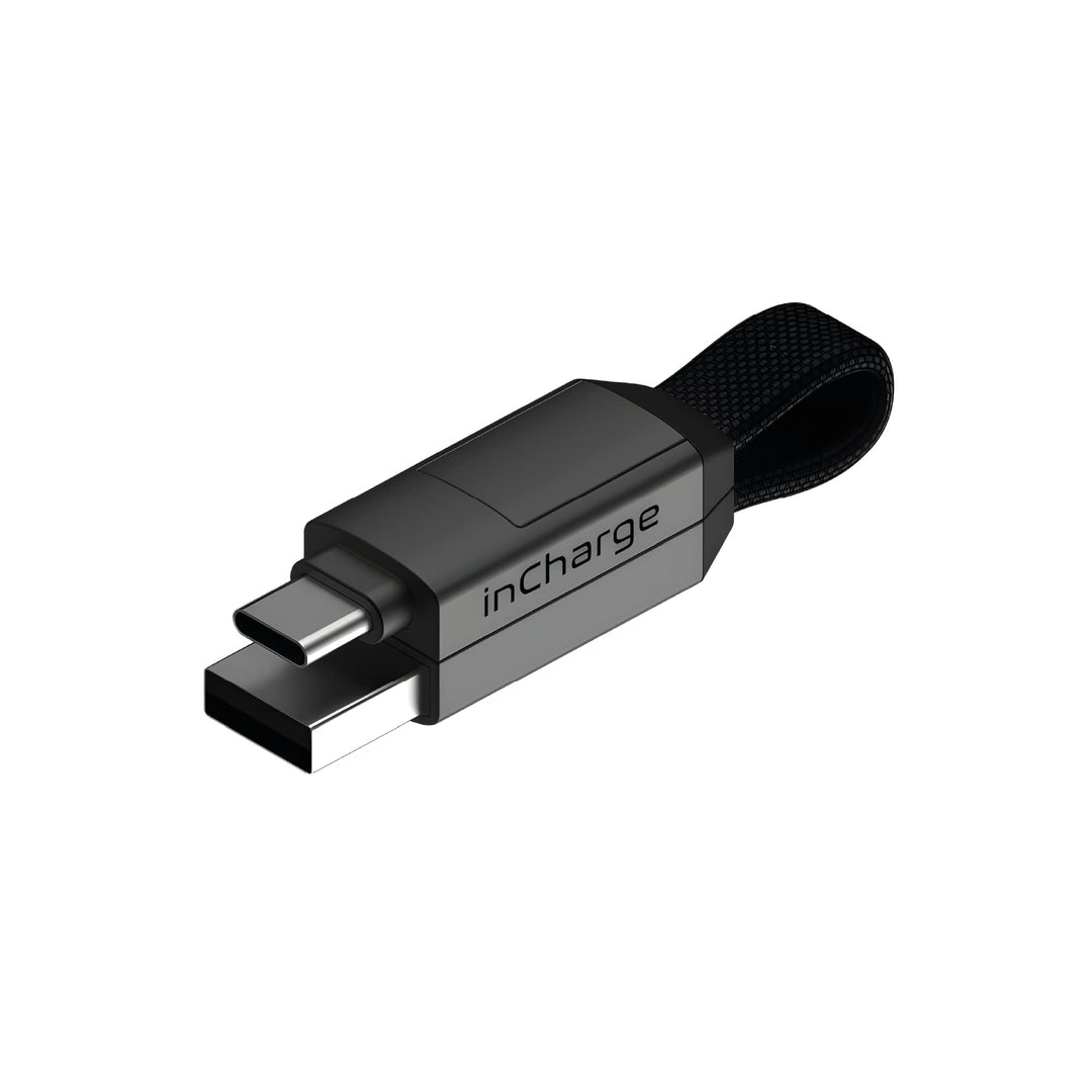 inCharge 6 - Keychain USB C Charger Cable, Lightning Cable and Micro-USB for Smartphone, Universal Cable Charger 6 in 1, USB Plug, 15W, Gray