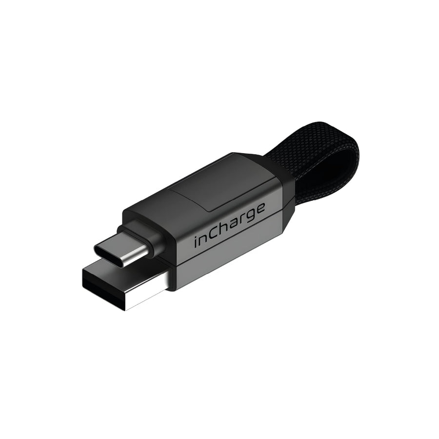 inCharge 6 - Keychain USB C Charger Cable, Lightning Cable and Micro-USB for Smartphone, Universal Cable Charger 6 in 1, USB Plug, 15W, Gray