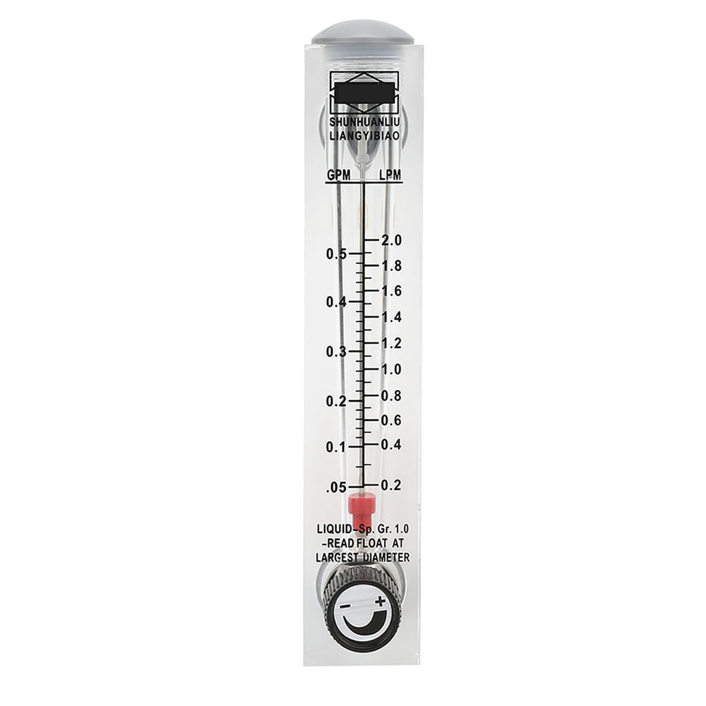 0.1-0.5GPM Water Liquid Meter Tool Flowmeter Water Liquid Inline Flowmeter Rotameter Adjustable Knob Panel Type, Female Thread 1/4 Inch Inch BSPT