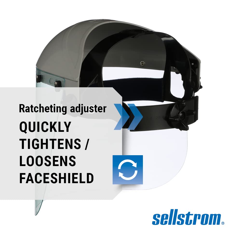 Advantage Face Shield - Lightweight Mask with Crown & Ratchet Headgear, for Work, Grinding, Cutting - ANSI Z87.1 - Clear Uncoated Polycarbonate Window