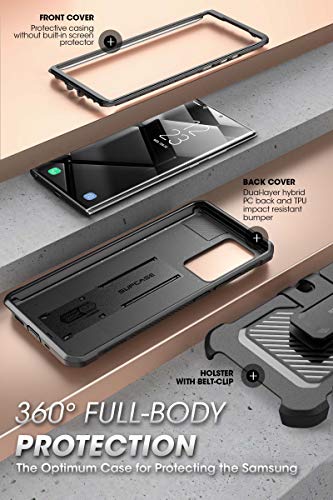 Unicorn Beetle Pro Series Case for Samsung Galaxy Note 20 Ultra (2020 Release), Full-Body Rugged Holster & Kickstand Without Built-in Screen Protector (Black)