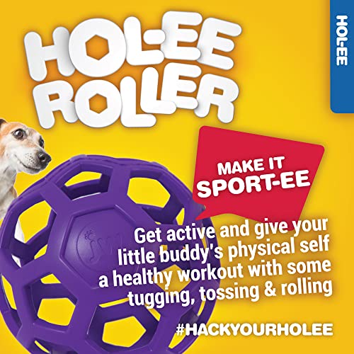Hol-ee Roller Dog Toy Puzzle Ball, Natural Rubber, Medium (4.5 Inch Diameter), Colors May Vary