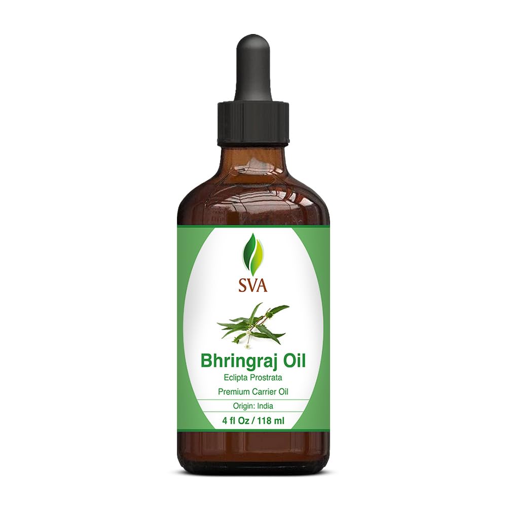 SVA Bhringraj Premium Carrier Oil 4oz (118ml) With Dropper for Hair Oiling, Scalp Massage & Skin Care