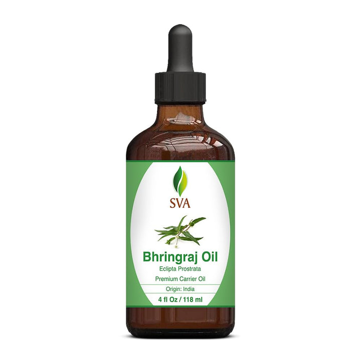SVA Bhringraj Premium Carrier Oil 4oz (118ml) With Dropper for Hair Oiling, Scalp Massage & Skin Care