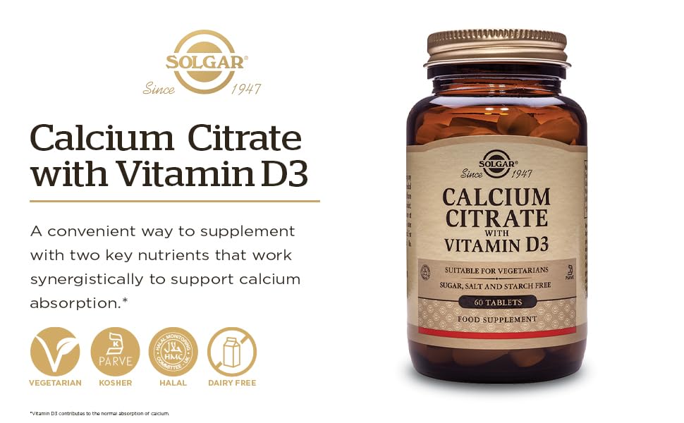 Solgar Calcium Citrate with Vitamin D3 Tablets, 240 Count (Pack of 1)