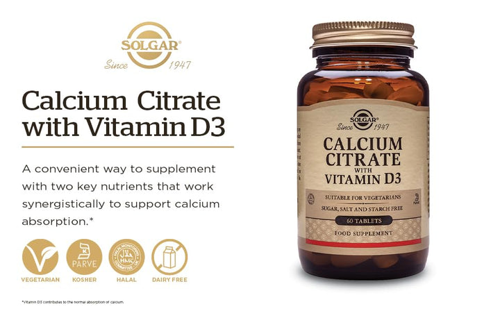 Solgar Calcium Citrate with Vitamin D3 Tablets, 240 Count (Pack of 1)