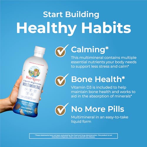 MaryRuth's Liquid Nighttime Multimineral | Sugar Free | Calm Magnesium Citrate | NO Melatonin | Calcium Magnesium Zinc | Muscle Relaxation | Available in 4 Flavors | Vegan | Gluten Free | 32 Servings