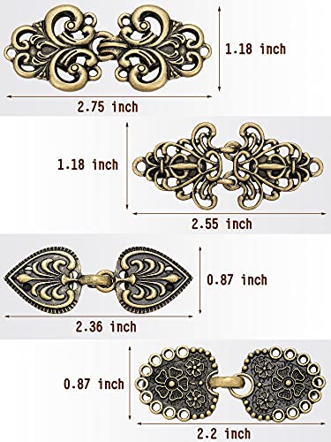 4 Pieces Vintage Sweater Swirl Clip Cape Cloak Clips Retro Cardigan Clip Shawl Collar Clasp Dress Shirt Brooch Clip (Bronze,Classic)