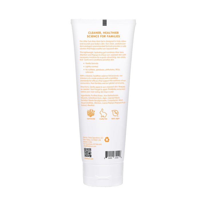 Thinkbaby Aloe Vera After Sun Relief Gel for Baby, Kids, Adults | EWG Verified, For Face & Body | Hydrating, Soothing, Moiturizing - 8oz, 237 ML